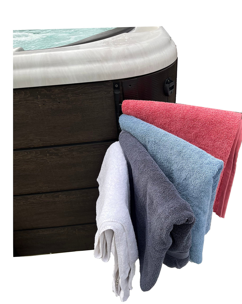 Indoor Outdoor Towel Holder Swing Out Towel Rack with Five Towel Bars for Hot tub, Pool Area, Sauna, Bathroom and Patio