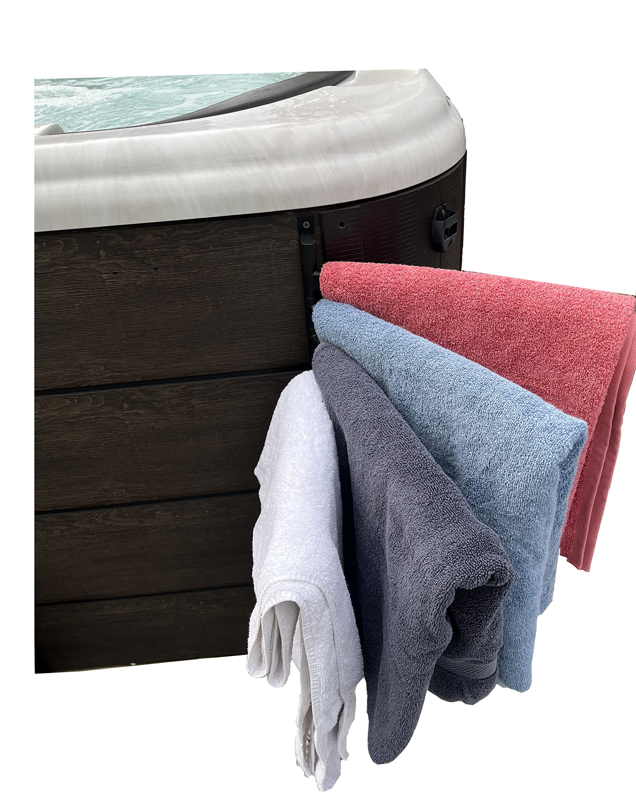 Indoor Outdoor Towel Holder Swing Out Towel Rack with Five Towel Bars for Hot tub, Pool Area, Sauna, Bathroom and Patio