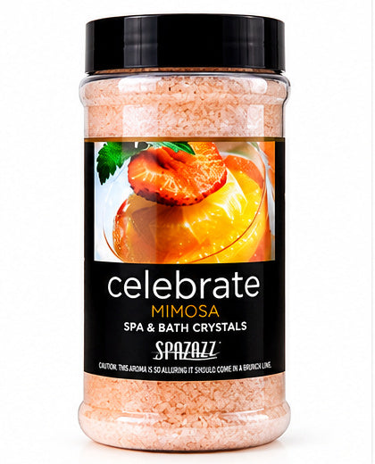 Spazazz Celebrate Mimosa Spa & Bath Crystals – 17 oz Aromatherapy Hot Tub Fragrance, Citrus & Berry Scent, Oil-Free Spa Crystals for Hot Tubs, Spas, Jetted Tubs & Baths