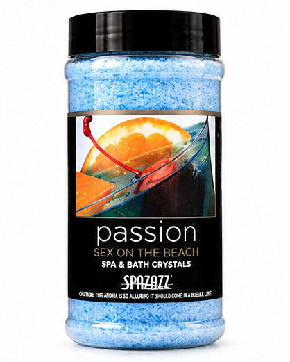 Spazazz Passion Sex on the Beach Spa & Bath Crystals, 17 oz – Peach Schnapps & Exotic Nectar Aromatherapy Fragrance, Oil-Free Hot Tub Crystals for Spas, Jacuzzis, Whirlpool Tubs & Jetted Baths