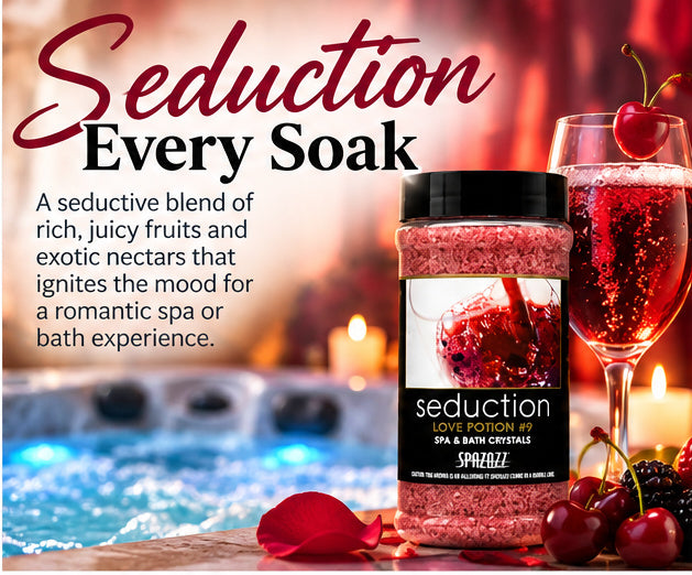 Spazazz Seduction Love Potion #9 Spa & Bath Crystals, 17 oz – Romantic Aromatherapy Hot Tub Fragrance, Oil-Free Spa Crystals for Jacuzzis, Whirlpool Tubs & Jetted Baths