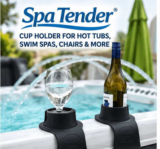 Spa Tender 2 pack Hot Tub Cup Holder – Flexible Silicone Drink Holder for Hot Tubs, Swim Spas, Above Ground Pools, Sofa & Chair Arms – Weighted Non-Slip Holder for Cups, Bottles, Cans, Phones & Remotes – BLACK - Spa Tender Store-Hot Tub & Spa Accessories