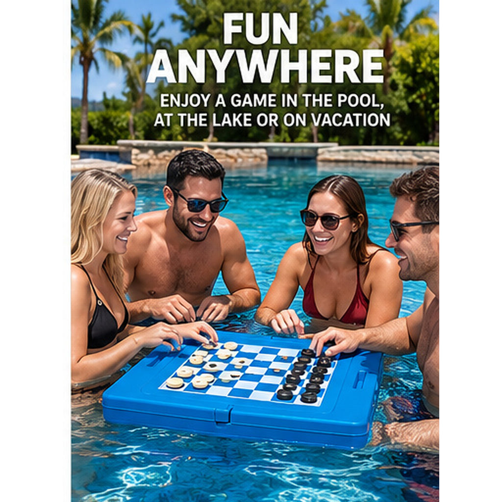 Swimline Floating Multigame Board – 2-in-1 Floating Chess and Checkers Game for Swimming Pools – Reversible Pool Game Board for Adults, Teens & Families – Outdoor Pool Party Accessories - Spa Tender Store-Hot Tub & Spa Accessories