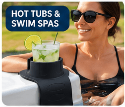Spa Tender 2 pack Hot Tub Cup Holder – Flexible Silicone Drink Holder for Hot Tubs, Swim Spas, Above Ground Pools, Sofa & Chair Arms – Weighted Non-Slip Holder for Cups, Bottles, Cans, Phones & Remotes – BLACK - Spa Tender Store-Hot Tub & Spa Accessories