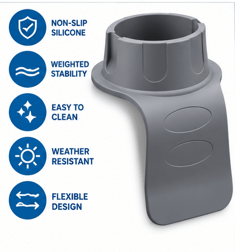 Spa Tender 2 pack Hot Tub Cup Holder – Flexible Silicone Drink Holder for Hot Tubs, Swim Spas, Above Ground Pools, Sofa & Chair Arms – Weighted Non-Slip Holder for Cups, Bottles, Cans, Phones & Remotes – Gray - Spa Tender Store-Hot Tub & Spa Accessories