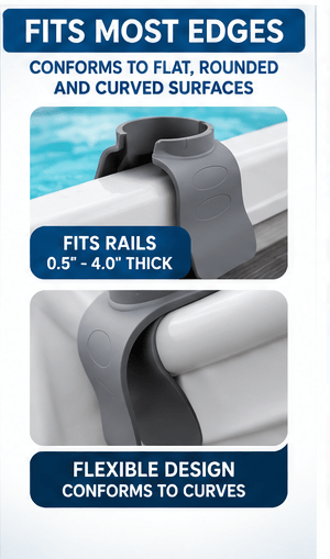 Spa Tender 2 pack Hot Tub Cup Holder – Flexible Silicone Drink Holder for Hot Tubs, Swim Spas, Above Ground Pools, Sofa & Chair Arms – Weighted Non-Slip Holder for Cups, Bottles, Cans, Phones & Remotes – Gray - Spa Tender Store-Hot Tub & Spa Accessories