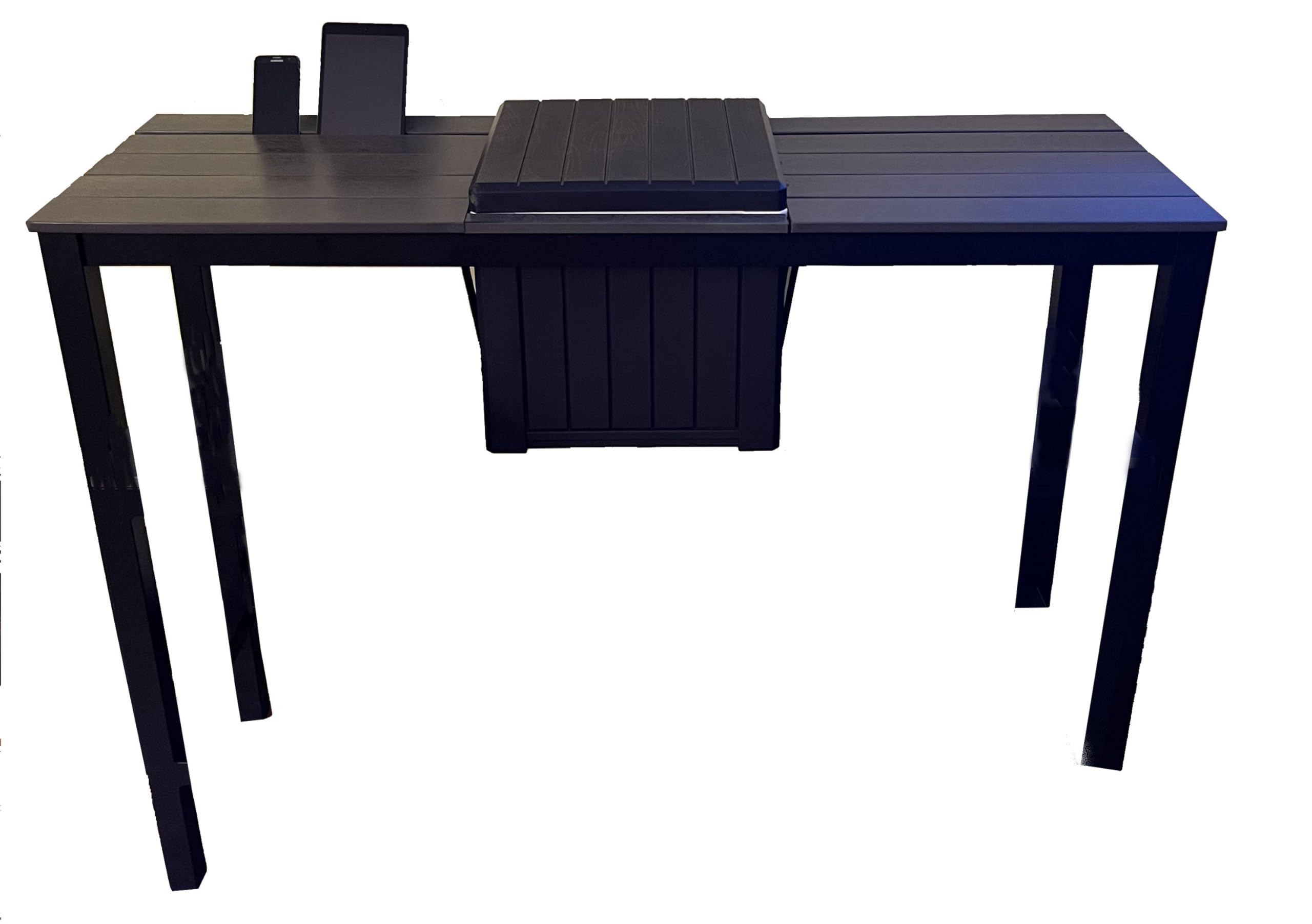 Spatender Patio Bar Table- Hot tub Side Tabel with Ice Cooler/Towel Warmer, Phone and Tablet Stand with Rustproof Extruded Aluminum Frame and Marine Grade Polimer Top 20 yr Warrantee