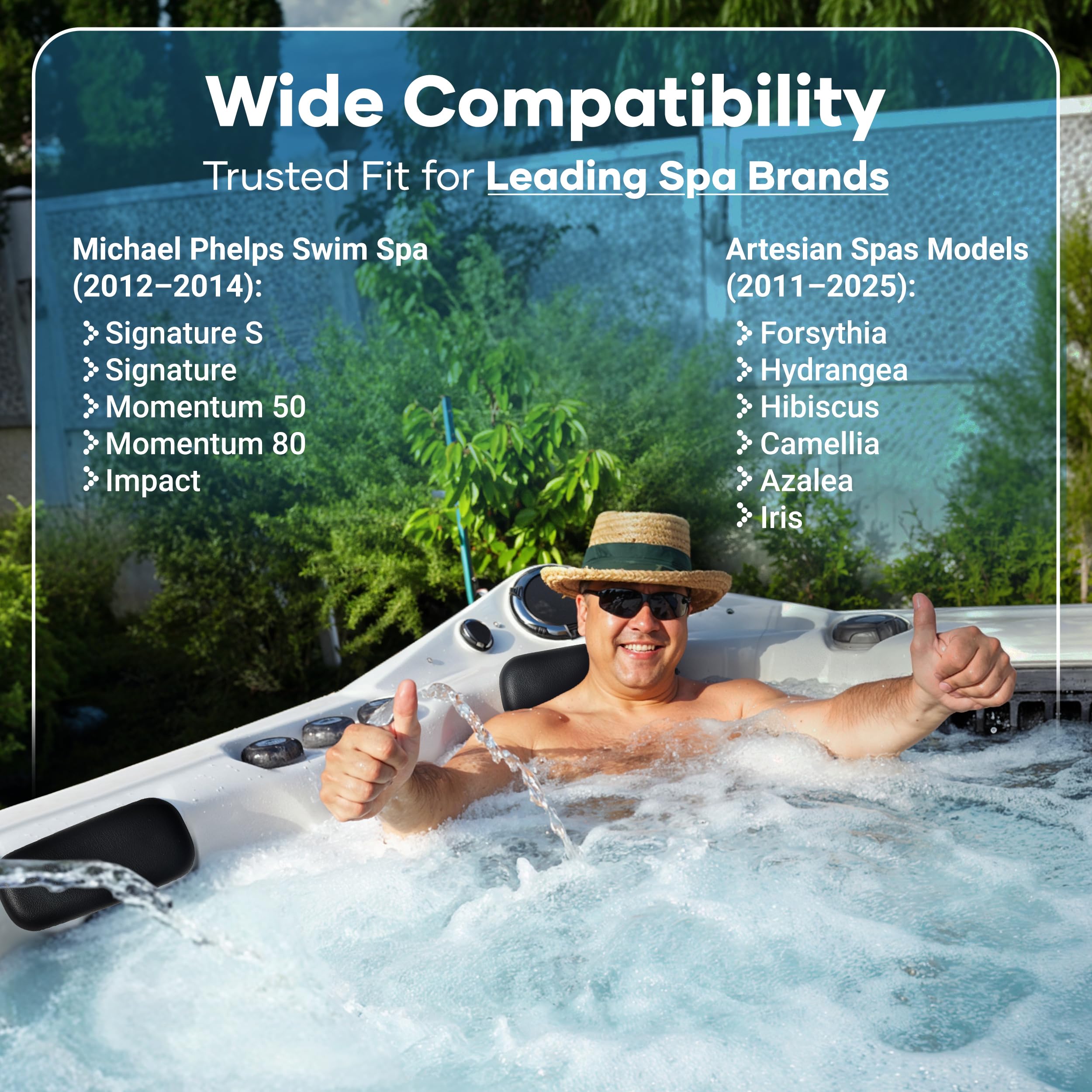 Replacemen Generic hot tub Head Rest 2 Pack Spa Pillow to fit Master Spa, Clarity Spas,Cape Cod 2, Windsor 2, Exeter 2, Portsmouth,Michael Phelps Swim Spa,Signature S,Garden Series and Many More