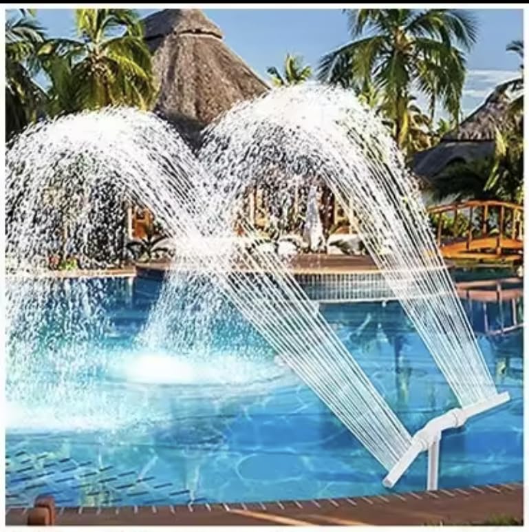 Beautiful Pool Fountain for Above Ground and inground Pools has Dual Spray Waterfall and fits Most Return Fittings