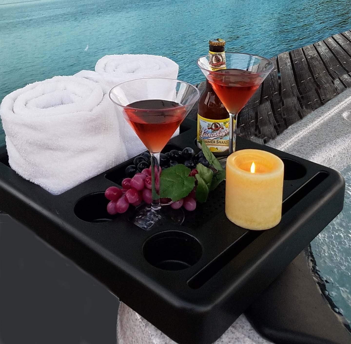 Hot Tub Towel Holder, Snack Tray, Phone and Tablet Stand - Spa Tender Store-