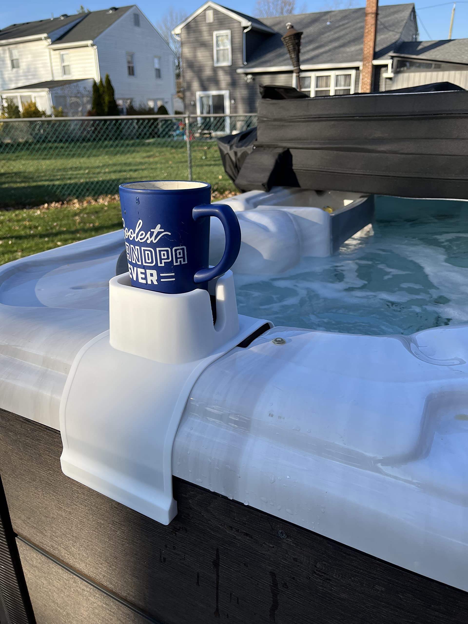 Cup Holder for Hot tub, Sofa or Couch Arm, Bath. This Wonderful Slip Resistant Silicone Holder can Hold Coffee Mugs, Wine Glasses, Water Bottles, Beer and Soda Cans, TV Remote and Much,More - Spa Tender Store - 