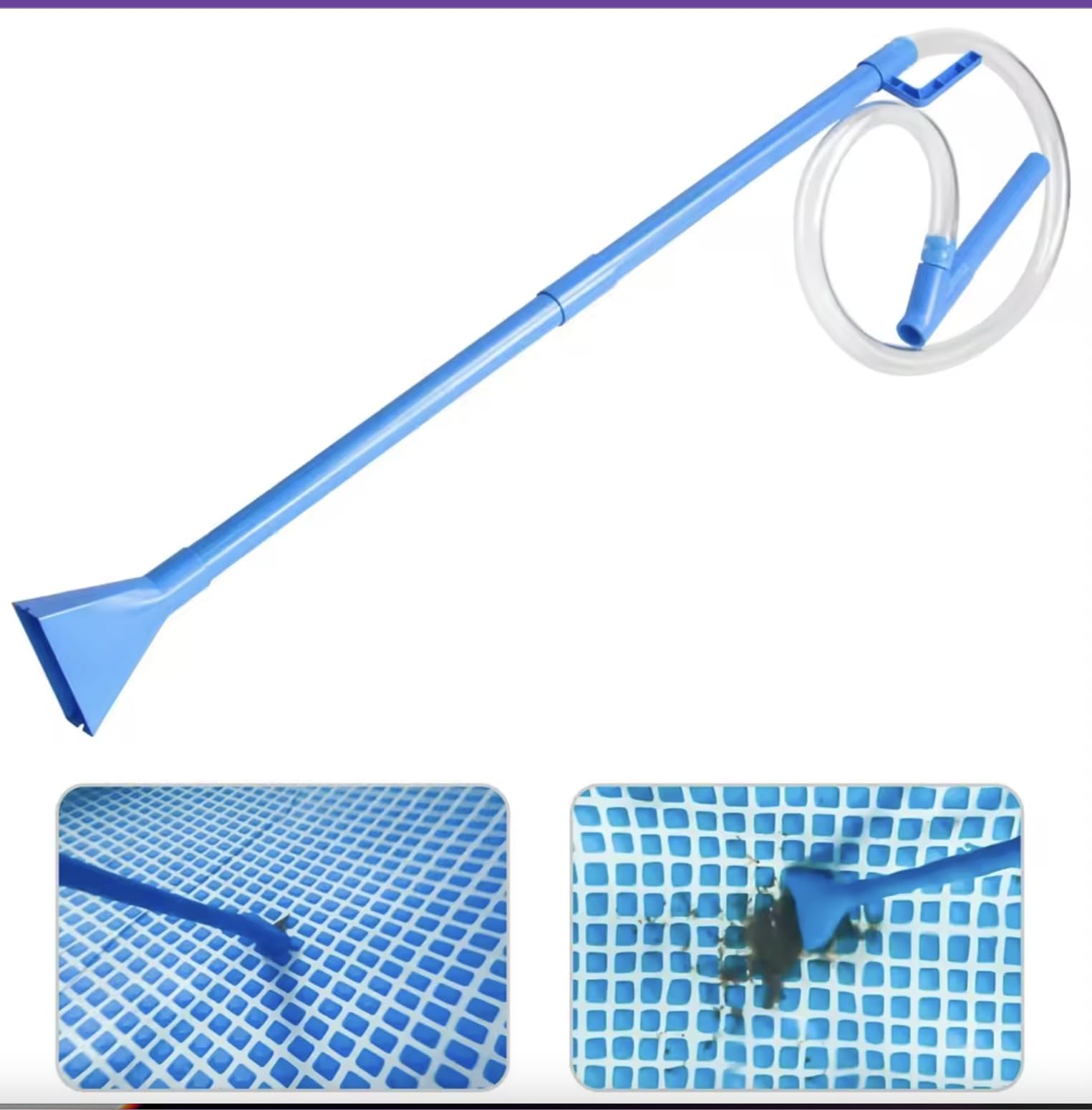 Spatender Hot Tub Siphon Vacuum Cleaner, Cordless Vacuum for Hot Tubs, Strong Suction, Lightweight, NO Batteries. for Cleaning Dirt, Grass, Sand and Other Debris from hot tub, spa, Small Pool, blue