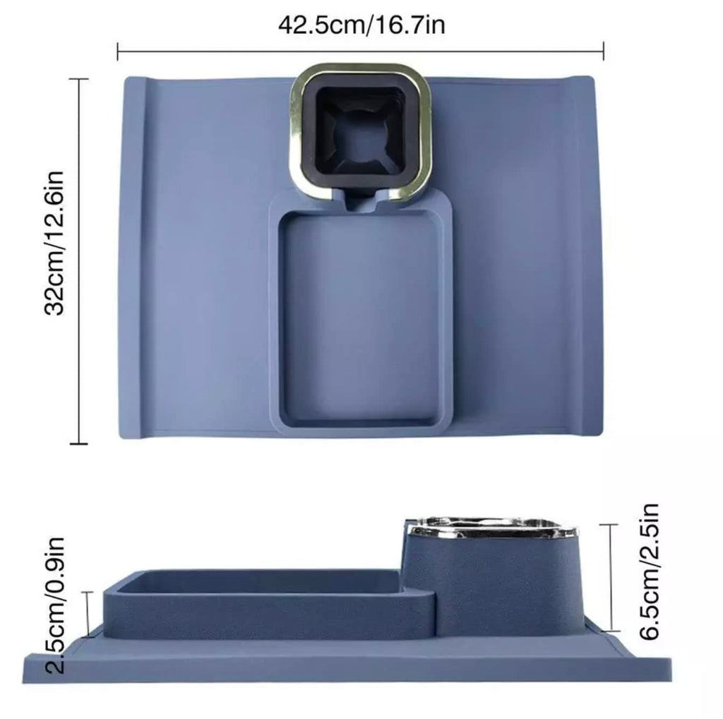 Cup Holder and Tray for Sofa or Couch Arm. This Wonderful Slip Resistant Silicone Cup Holder can Hold Coffee Mugs, Wine Glasses, Water Bottles, Beer and Soda Cans, TV Remote and Much,More (Blue)