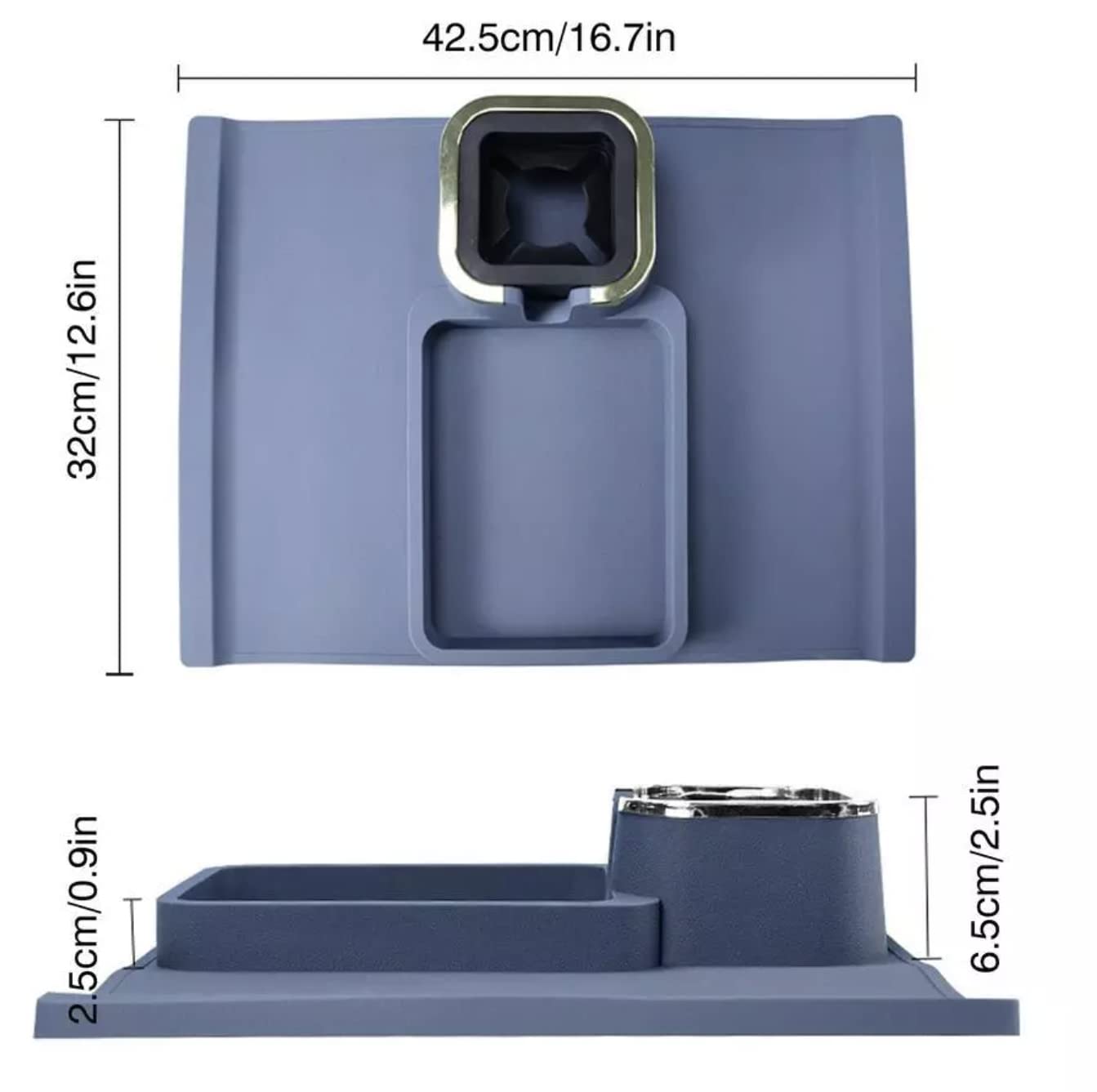 Cup Holder and Tray for Sofa or Couch Arm. This Wonderful Slip Resistant Silicone Cup Holder can Hold Coffee Mugs, Wine Glasses, Water Bottles, Beer and Soda Cans, TV Remote and Much,More (Blue)