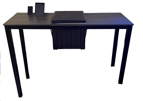 Spatender Patio Bar Table- Hot tub Side Tabel with Ice Cooler/Towel Warmer, Phone and Tablet Stand with Rustproof Extruded Aluminum Frame and Marine Grade Polimer Top 10 yr Warrantee