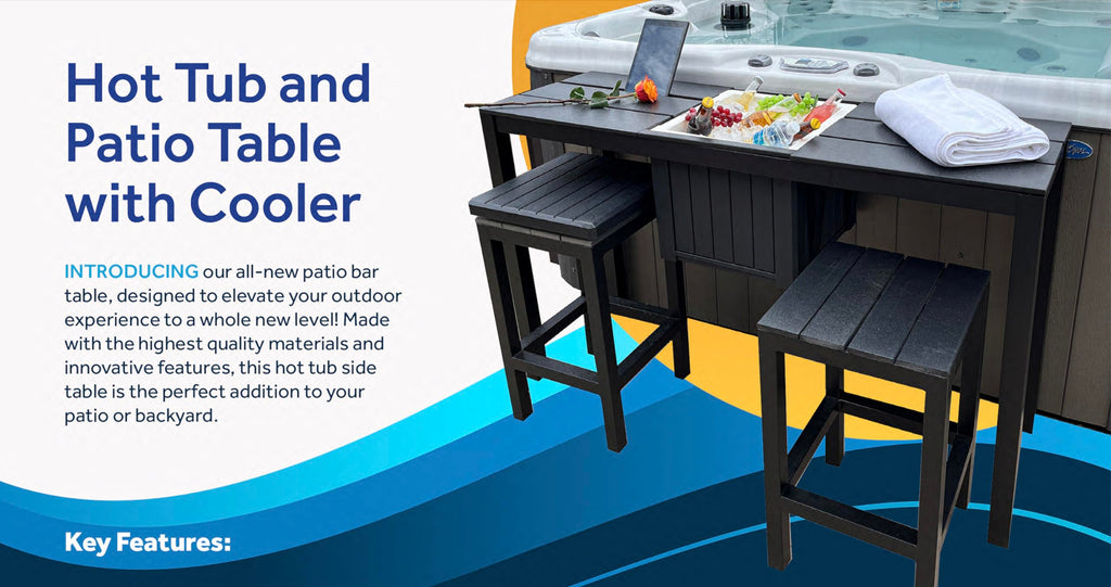Spatender Patio Bar Table- Hot tub Side Tabel with Ice Cooler/Towel Warmer, Phone and Tablet Stand with Rustproof Extruded Aluminum Frame and Marine Grade Polimer Top 10 yr Warrantee
