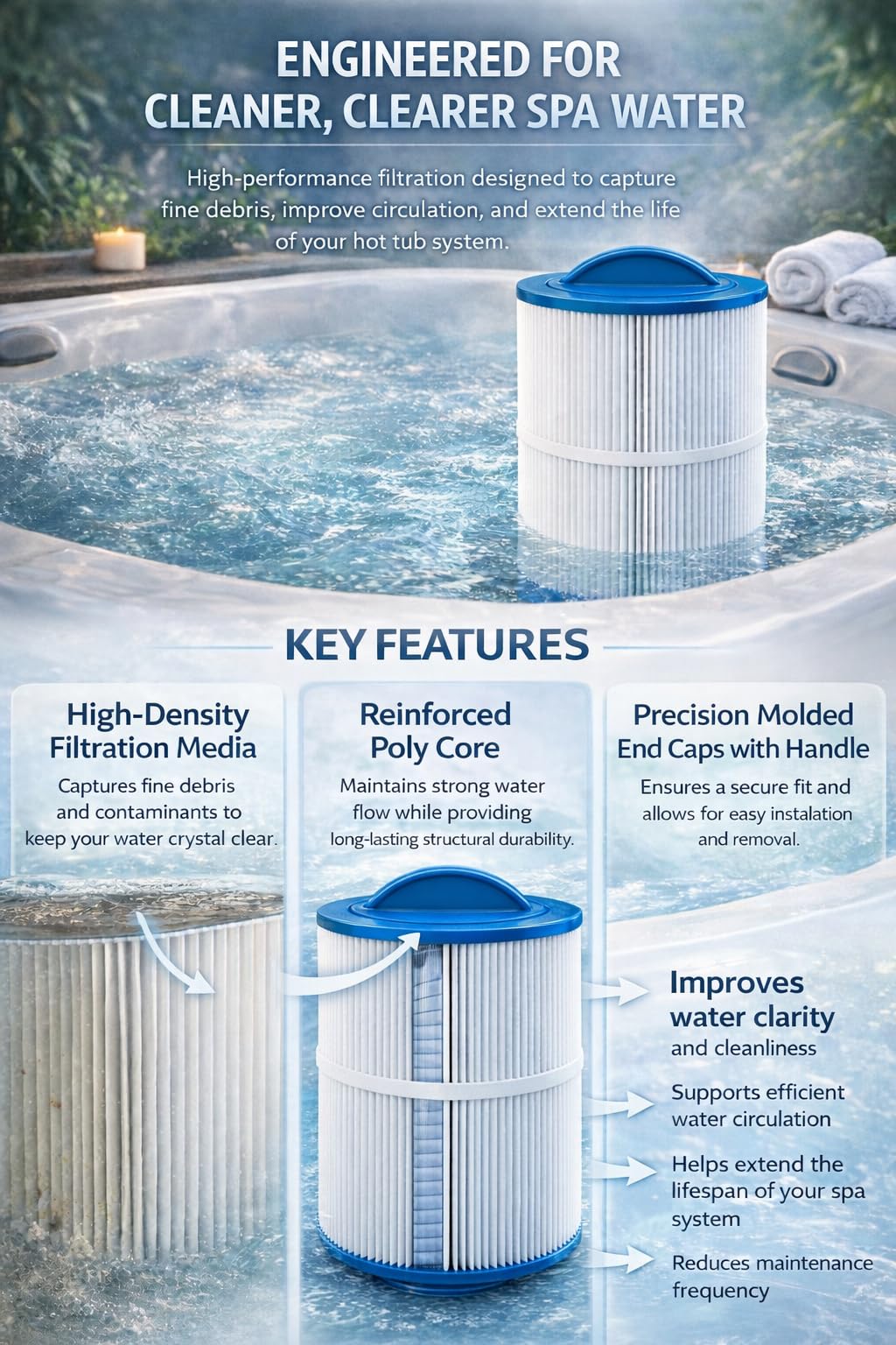 Spa Tender Replacement Hot Tub Filter Cartridge for Artesian South Seas & Tropic Seas Spas – Comparable to Unicel 6CH-502 - Spa Tender Store-Pool & Spa Filter Cartridges