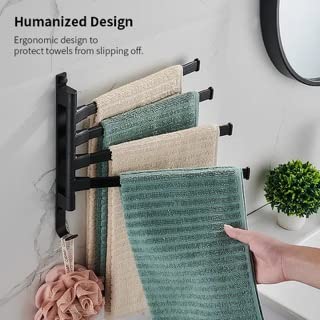 Indoor Outdoor Towel Holder Swing Out Towel Rack with Five Towel Bars for Hot tub, Pool Area, Sauna, Bathroom and Patio