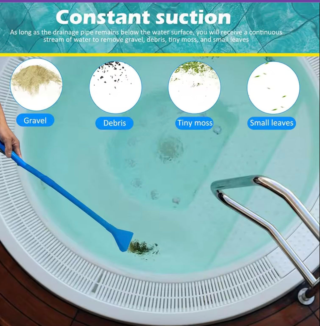 Spatender Hot Tub Siphon Vacuum Cleaner, Cordless Vacuum for Hot Tubs, Strong Suction, Lightweight, NO Batteries. for Cleaning Dirt, Grass, Sand and Other Debris from hot tub, spa, Small Pool, blue