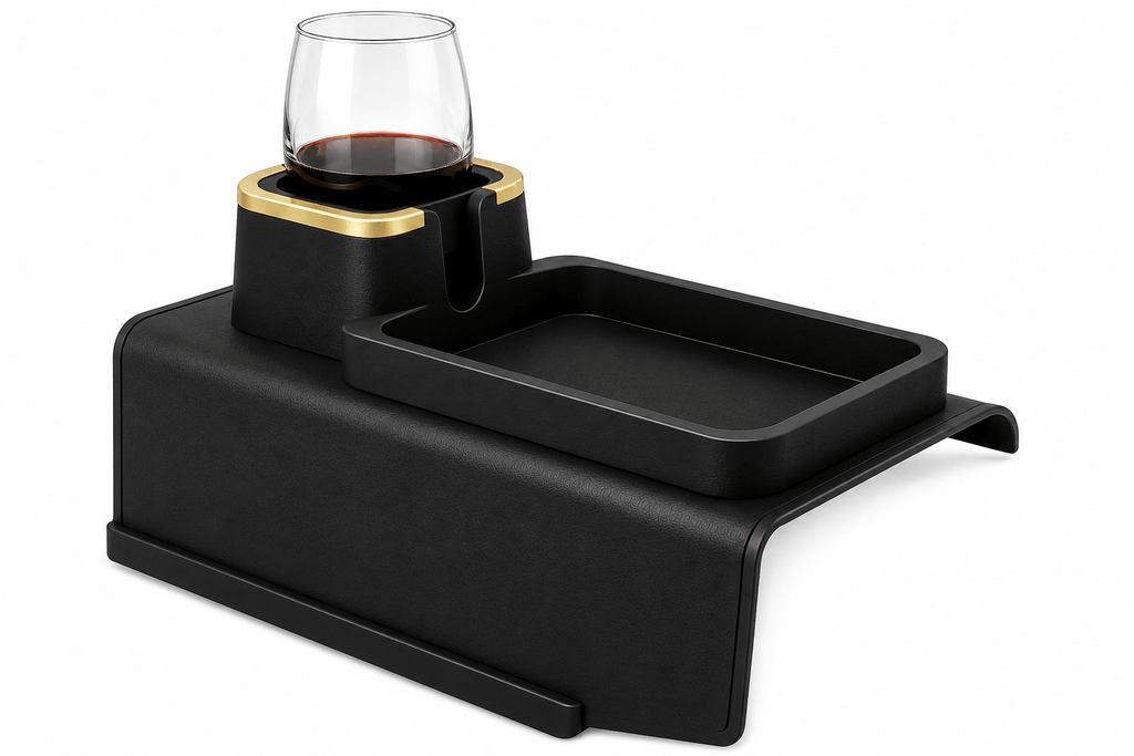Silicone Cup Holder and Tray for Sofa or Couch Arm or Hot Tub - Holds Coffee Mugs, Water Bottles, Beer and Soda Cans, Wine glasses, Enjoy relaxing with our Hot Tub Drink Holder and Sofa Tray" - Spa Tender Store-