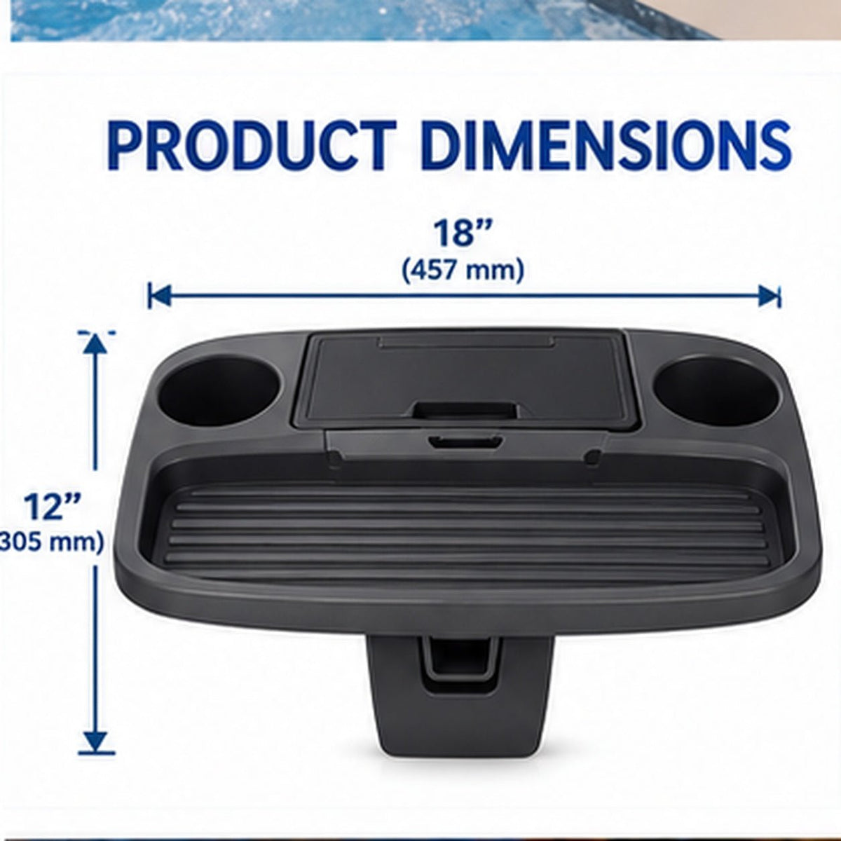 Life Spa Tray Table – Adjustable Hot Tub Side Table with Waterproof Storage, 2 Cup Holders & Tablet Holder – Spa & Above Ground Pool Accessory