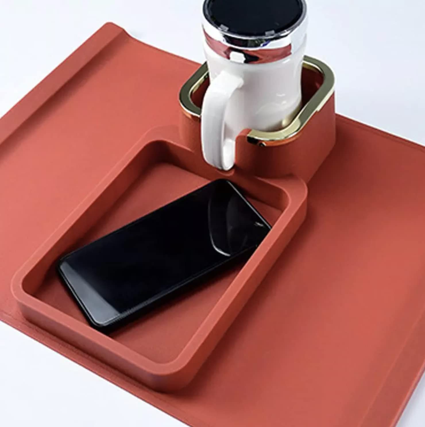 Cup Holder and Tray for Sofa or Couch Arm. This Wonderful Slip Resistant Silicone Cup Holder can Hold Coffee Mugs, Wine Glasses, Water Bottles, Beer and Soda Cans, TV Remote and Much,More (Blue)