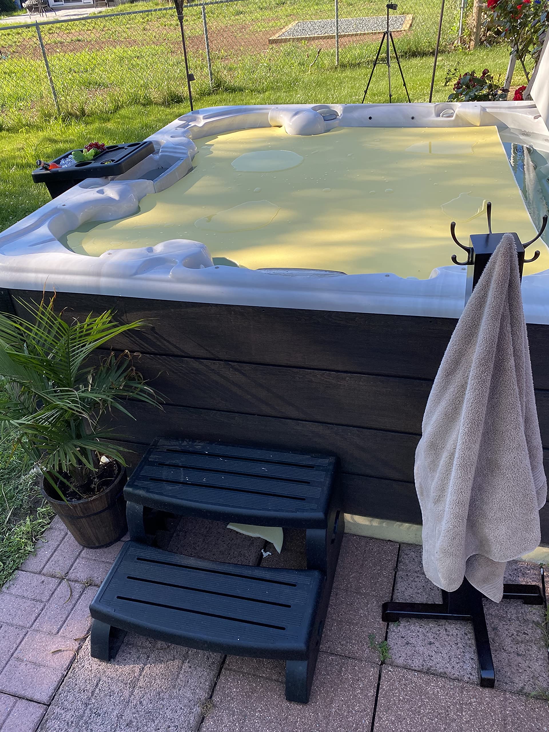Floating Thermal Spa Cover Blanket for hot tub 7'x6' x3/8", Summer or Winter,Durable Foam Cover, Solar Blanket in Heat Loss .Protect Hard Cover from Chemical Damage Cut to Size