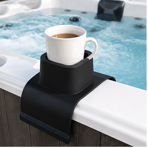 Silicone Cup Holder for Hot Tub, Bathtub, Couch Arm & Sofa – Universal Drink Holder for Coffee Mugs, Wine Glasses, Water Bottles, Beer Cans, TV Remote & Snacks – Non-Slip Black - Spa Tender Store-cup holder