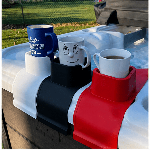 Silicone Cup Holder for Hot Tub, Bathtub, Couch Arm & Sofa – Universal Drink Holder for Coffee Mugs, Wine Glasses, Water Bottles, Beer Cans, TV Remote & Snacks – Non-Slip Black - Spa Tender Store-cup holder