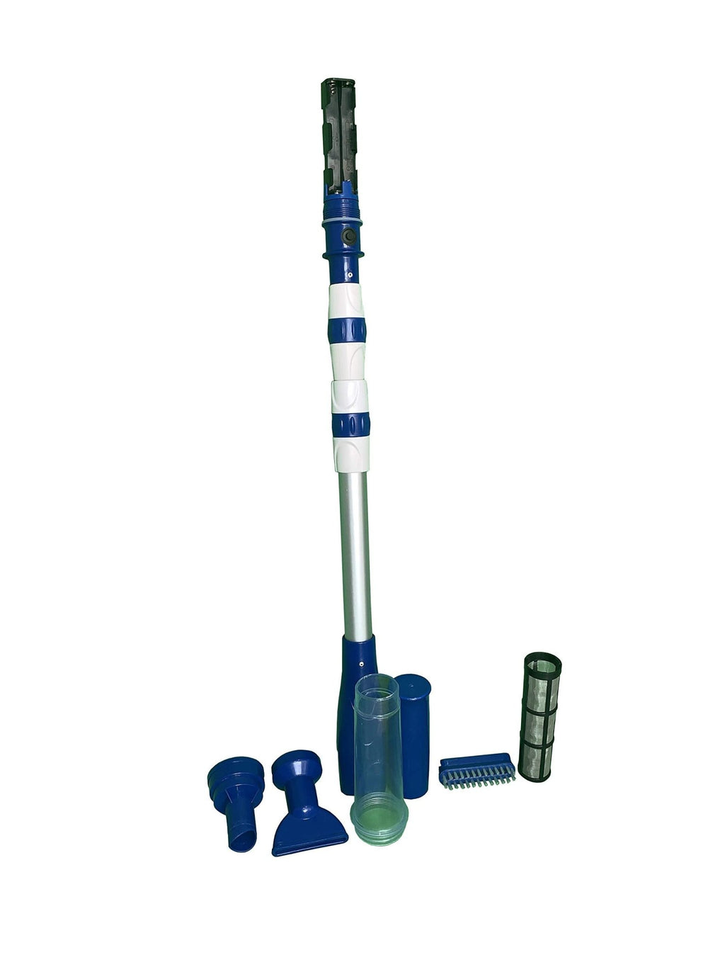 Outdoor Innovations Hot Tub/Spa Battery Operated Vacuum Cleaner with Scrubbing Brush, Extension Pole up to 6.5 Foot - Lightweight, Adjustable Handle, Strong Suction for Hot Tubs and Spa (Blue) - Spa Tender Store - 