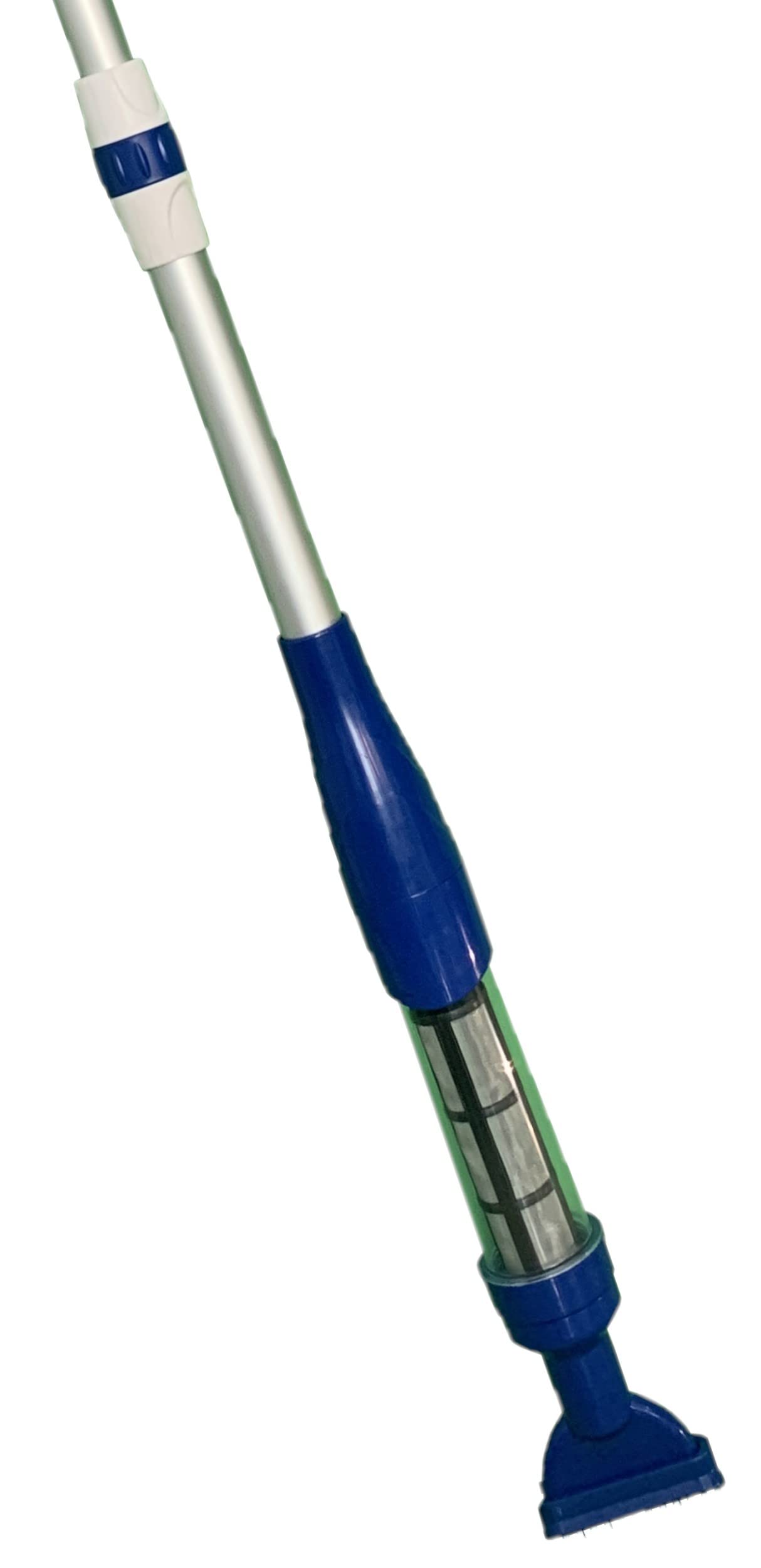 Hot Tub/Spa Battery Operated Vacuum Cleaner with Scrubbing Brush, Extension Pole up to 6.5 Foot - Lightweight, Adjustable Handle, Strong Suction for Hot Tubs and Spa (Blue)