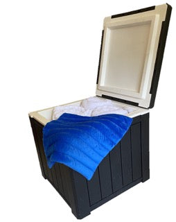 Cover Guard Hot Tub Towel and Robe Warmer/Deck Box with Microwavable Heat Pad - Thermal Resistance, Weather-Resistant, Large Capacity for Outdoor Tub, Spa (Black)