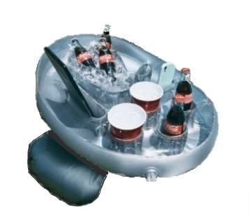 SpaTender Luxury Inflatable Side Mount Floating Drink Holder, Pool Drink Food Float Tray with 8 Holes Large Capacity for Hot Tub,Pool & spa, for Romance, Parties & Beach(Sliver)