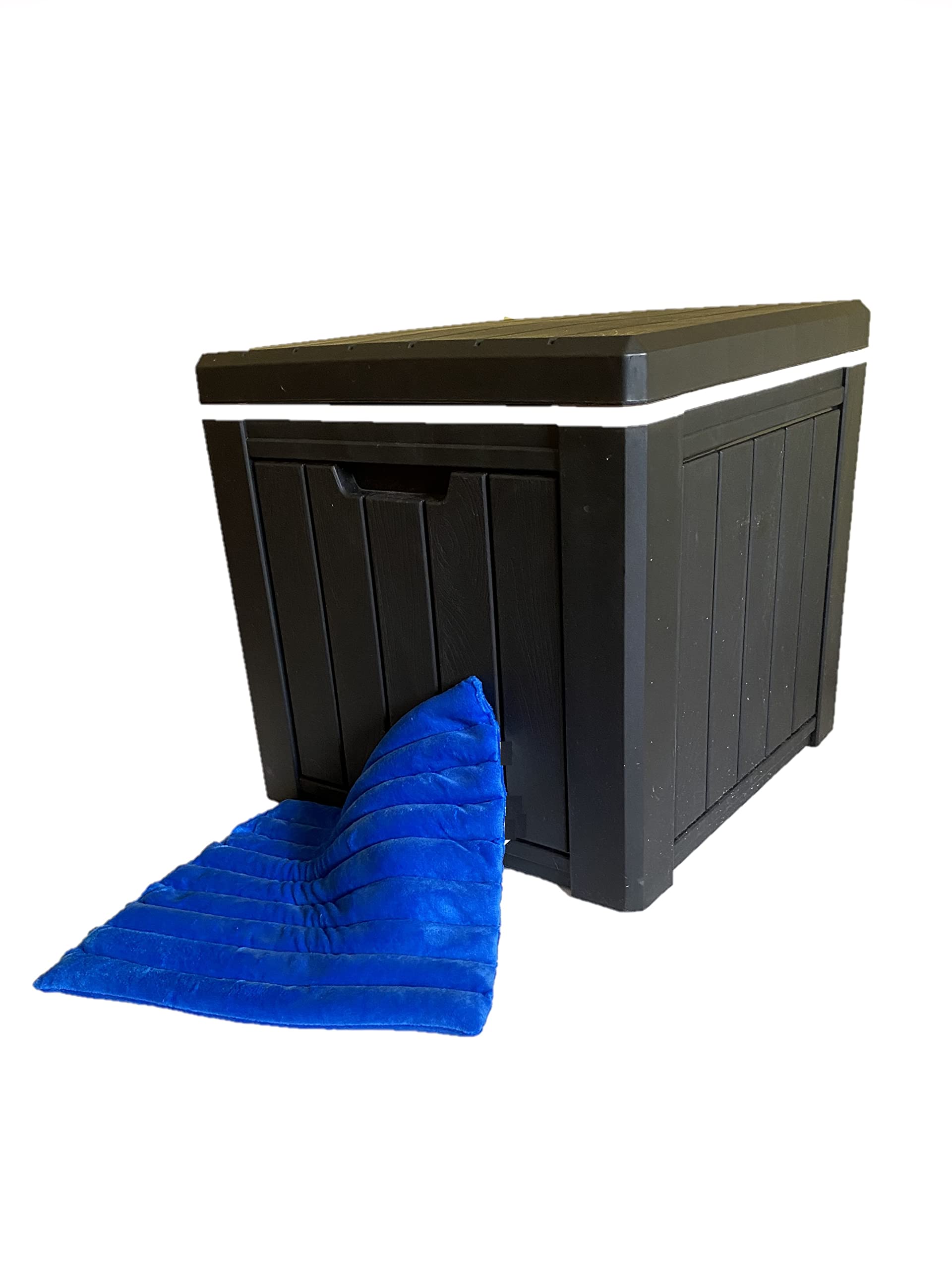Cover Guard Hot Tub Towel and Robe Warmer/Deck Box with Microwavable Heat Pad - Thermal Resistance, Weather-Resistant, Large Capacity for Outdoor Tub, Spa (Black)