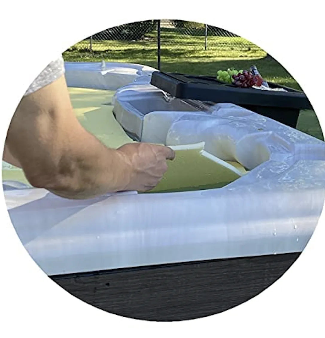 Floating Thermal Spa Cover Blanket for hot tub 7'x6' x3/8", Summer or Winter,Durable Foam Cover, Solar Blanket in Heat Loss .Protect Hard Cover from Chemical Damage Cut to Size